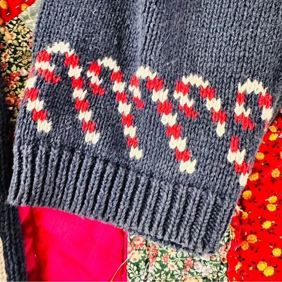 Vintage Holiday Christmas Cardigan Navy Blue Crystal-Kobe Size Medium V Neck - Picture 5 of 12